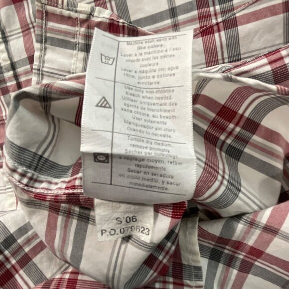 Carhartt Y2K Shirt Mens M Red Gray Plaid Cotton Pearl Snap Short Sleeve Western‎ - Picture 8 of 8